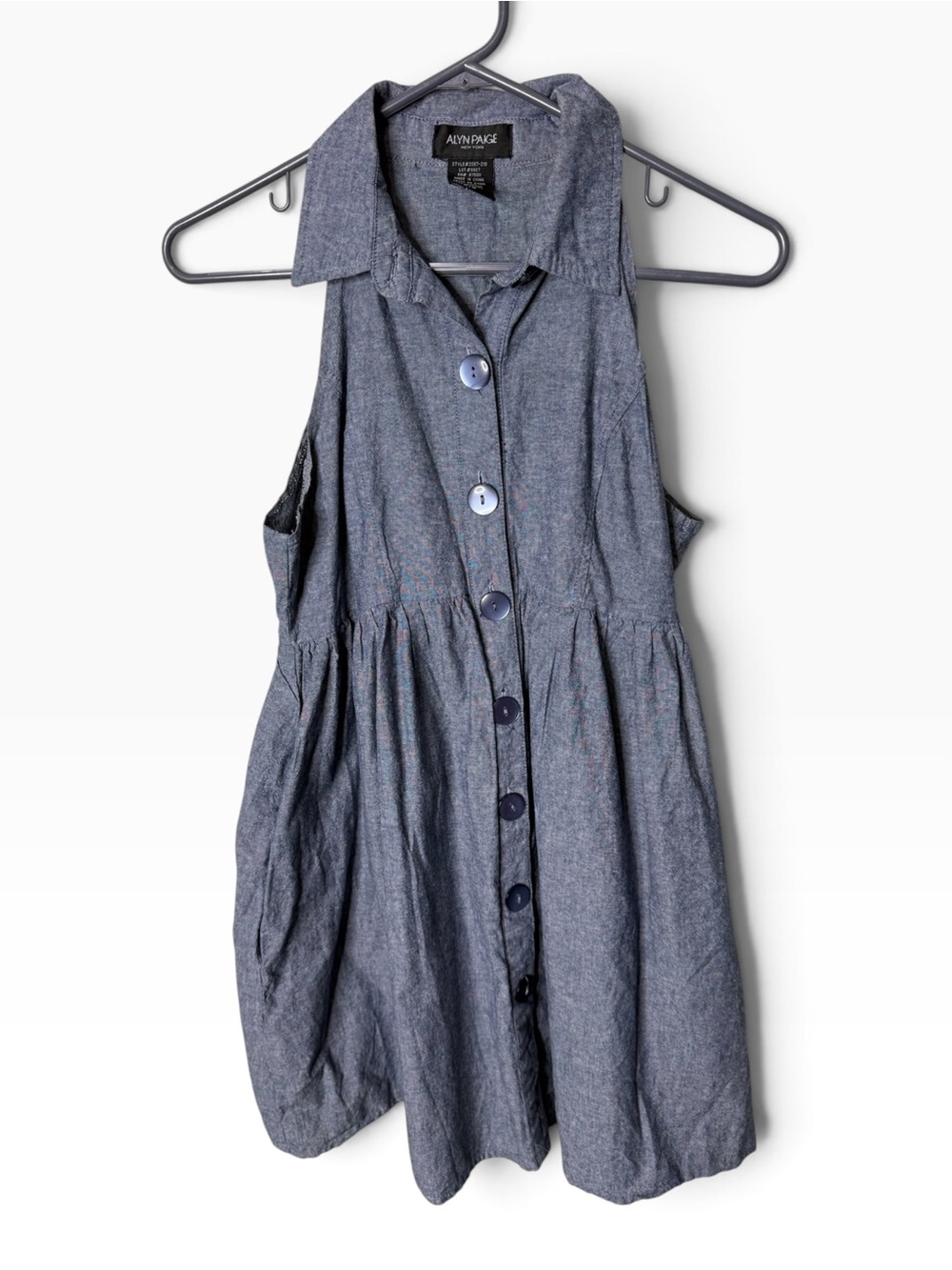 Alyn Paige Blue Chambray Size 5/6 Halter Mini Dress